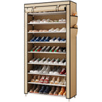 Laiensia 9-Tier Vertical Shoe Rack Organizer, Space Saving Shoe Storage Organizer, Non-Woven Cover Shoe Shelf Holds 36-45 Pairs for Bedroom, Hallway, Closet Entryway, Black