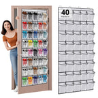40 Large Mesh Pocket Over the Door Shoe Organizer,Hanging Shoe Rack for Door,Hualleko Shoes Organizer Hanger with Large Capacity, Shoes Storage Holder Sturdy Non-woven Fabric - Stores 20 Pairs (White)