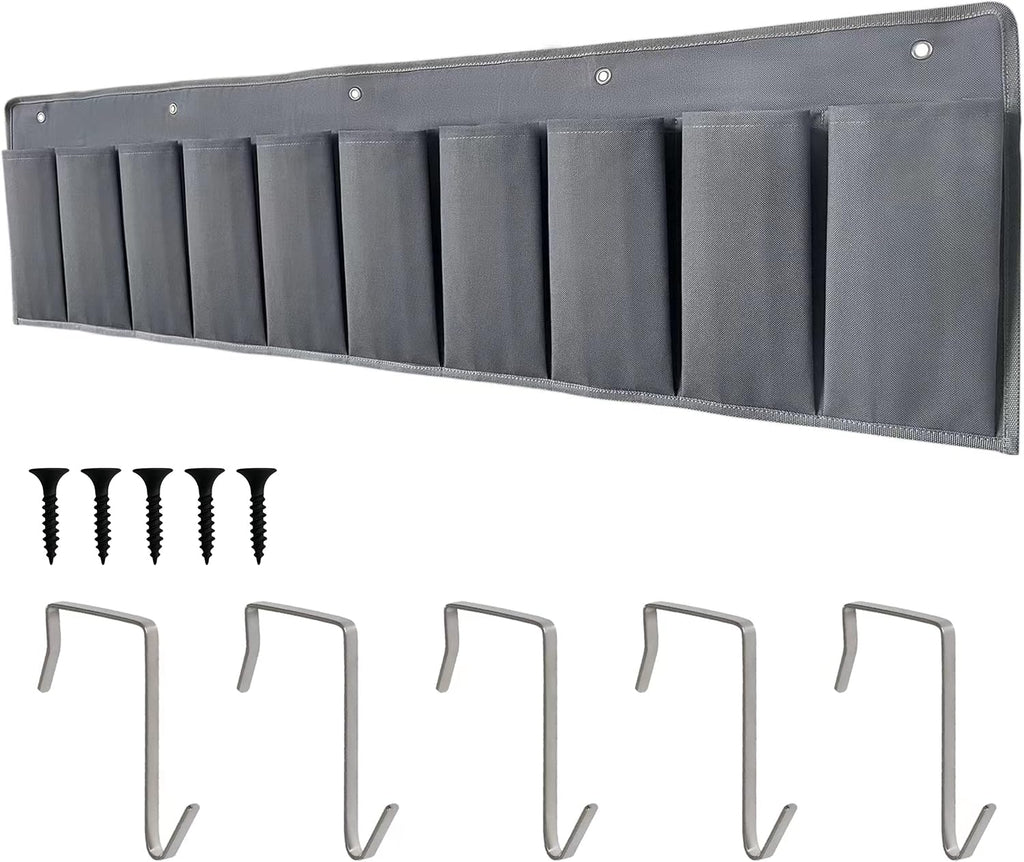RVZONE RV Shoe Pockets 10 Pockets Heavy Hanging Bedside Storage Organizer with Sturdy Hooks Storage Pockets Hangs on bed for Shoes Toys and Tool Accessories
