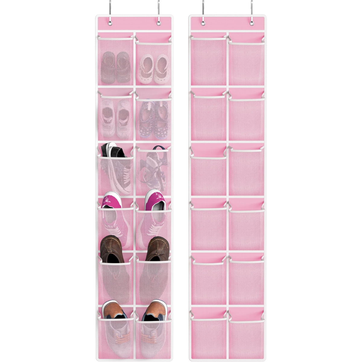 Simple Houseware 12 Pockets Large Over Door Shoe Organizer, 2 Pack, Gray
