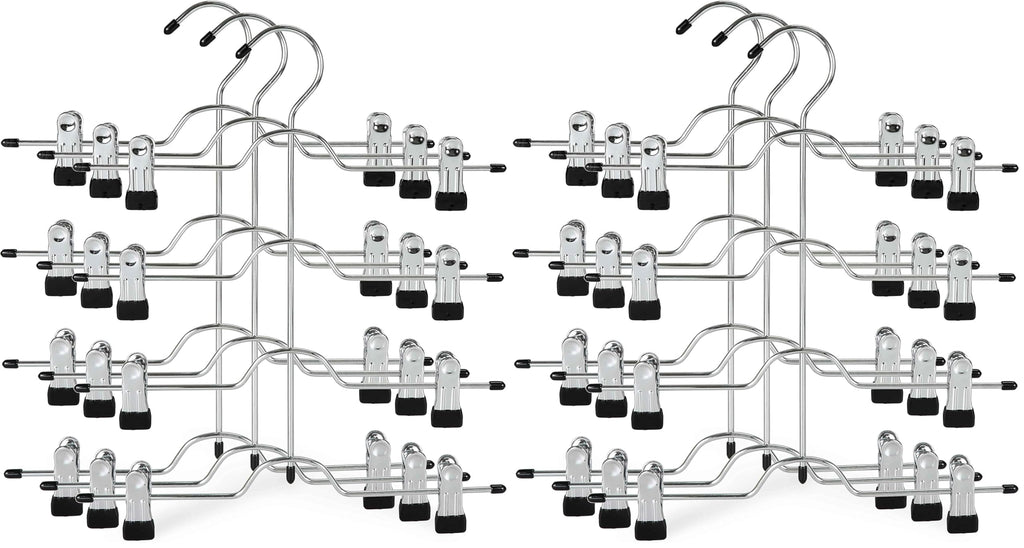 TOPIA HANGER 4 Tier Metal Skirt Hangers with Clips 80% Space Saving 2 Pack
