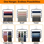 Velvet Pants Hangers Space Saving, 2-Pack Multi-Tier Closet Organizers,Grey