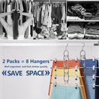 Pants Hangers With Clips, Newly Upgraded Detachable Space Saving Hangers for Skirts, Shorts & Trousers with Non slip clip,Heavy Duty Skirt Hangers - Hanging Closet Organizer And Storage,Patent Pending