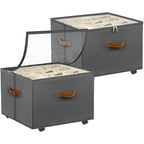 Foyego 2 Pack Shoe Organizer for Closet, Shoe Storage with Wheels, Beige