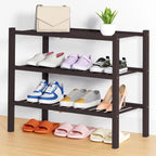 Smiry Bamboo Shoe Rack, 12 Vertical Slats, 3 Tier - 26.8" Wide, Natural