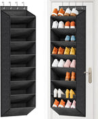 SLEEPING LAMB Over The Door Shoe Organizer for Closet with Large Deep Pockets, Narrow Shoe Rack for Door Hanging Boots Storage, Black