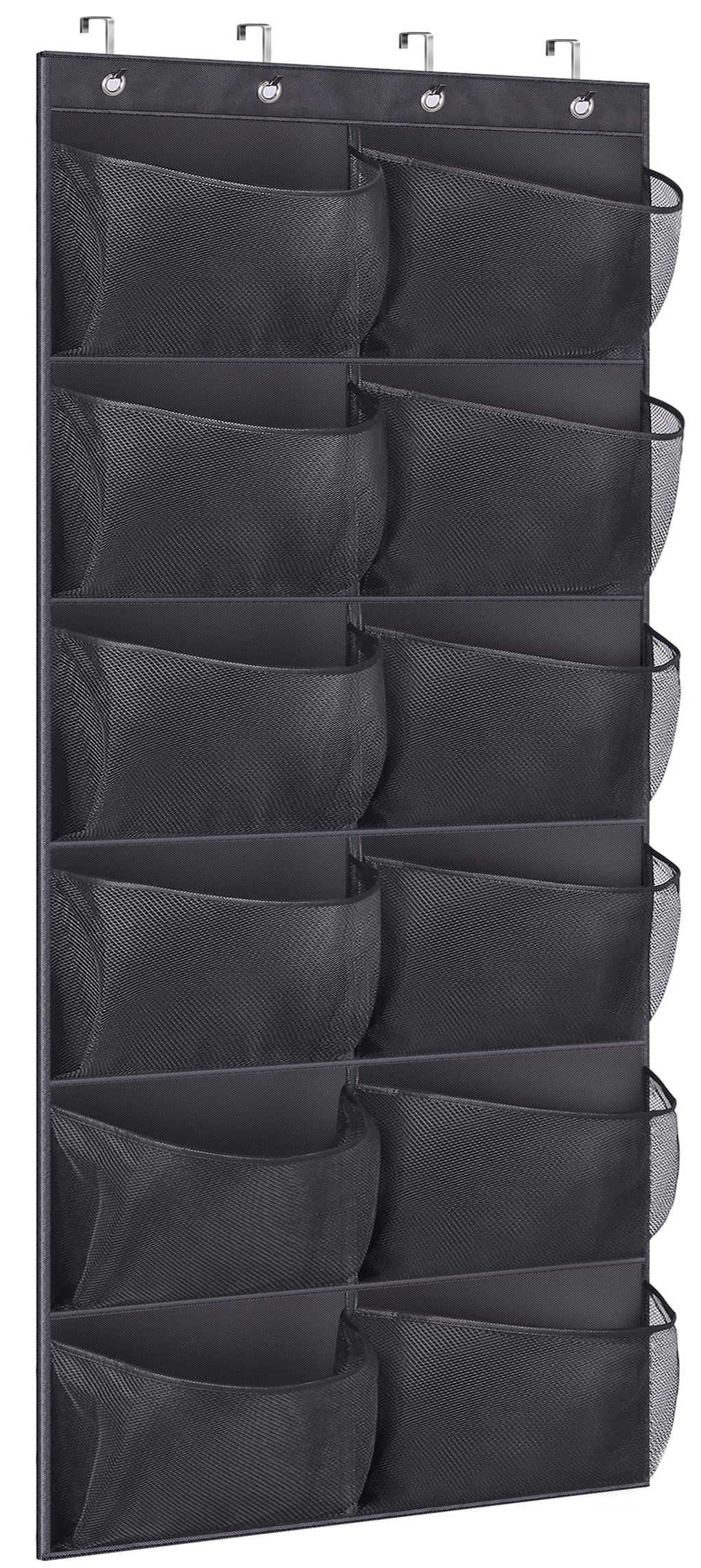 KIMBORA Over The Door Shoe Organizer 12 Large Mesh Pockets Boots Hanging Storage Shoe Rack for Closet White