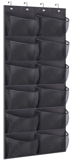 KIMBORA Over The Door Shoe Organizer 12 Large Mesh Pockets Boots Hanging Storage Shoe Rack for Closet White