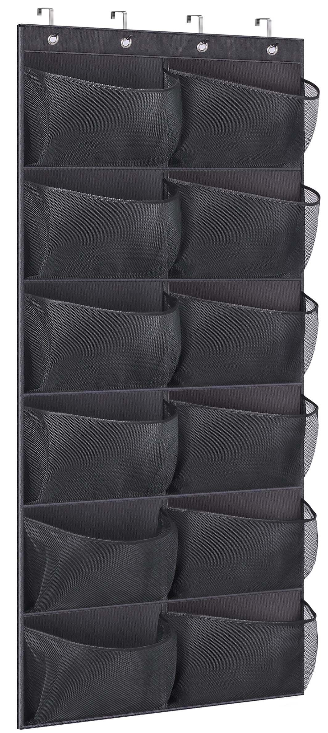 KIMBORA Over The Door Shoe Organizer 12 Large Mesh Pockets Boots Hanging Storage Shoe Rack for Closet White