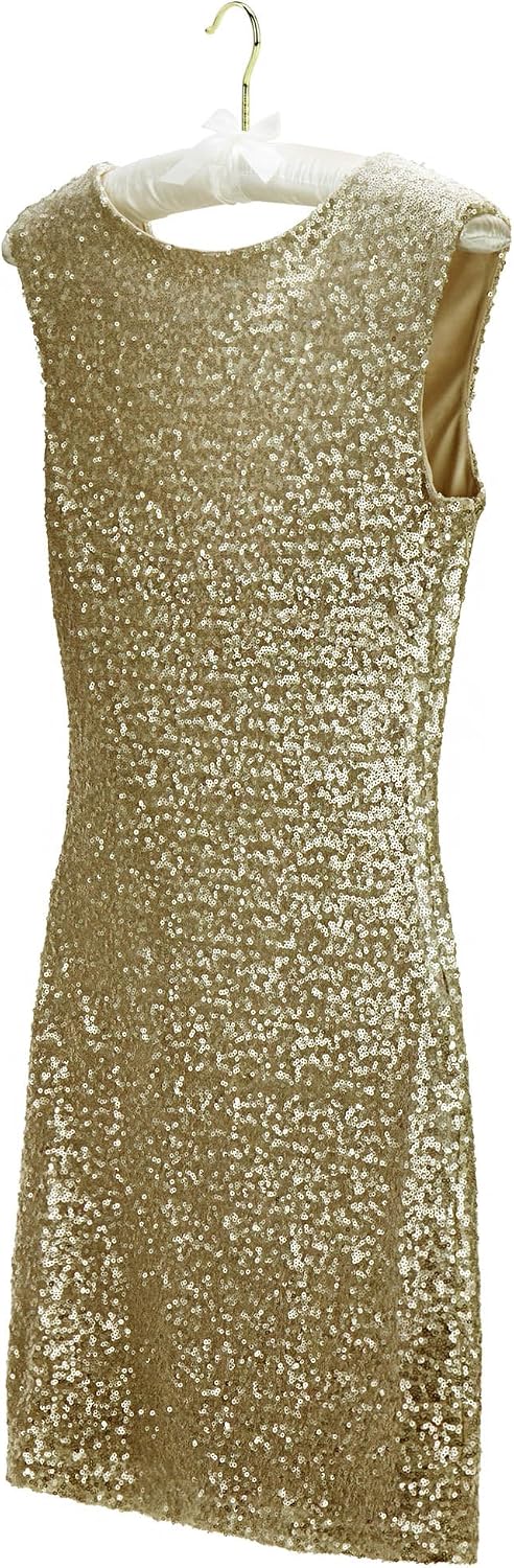 HANGERWORLD Ivory Satin Padded Hangers 17inch with Non-Slip Buttons for Strappy Dresses, Ideal Bridal Bride Hanger for Wedding