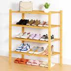 Smiry Bamboo Shoe Rack, 12 Vertical Slats, 3 Tier - 26.8" Wide, Natural