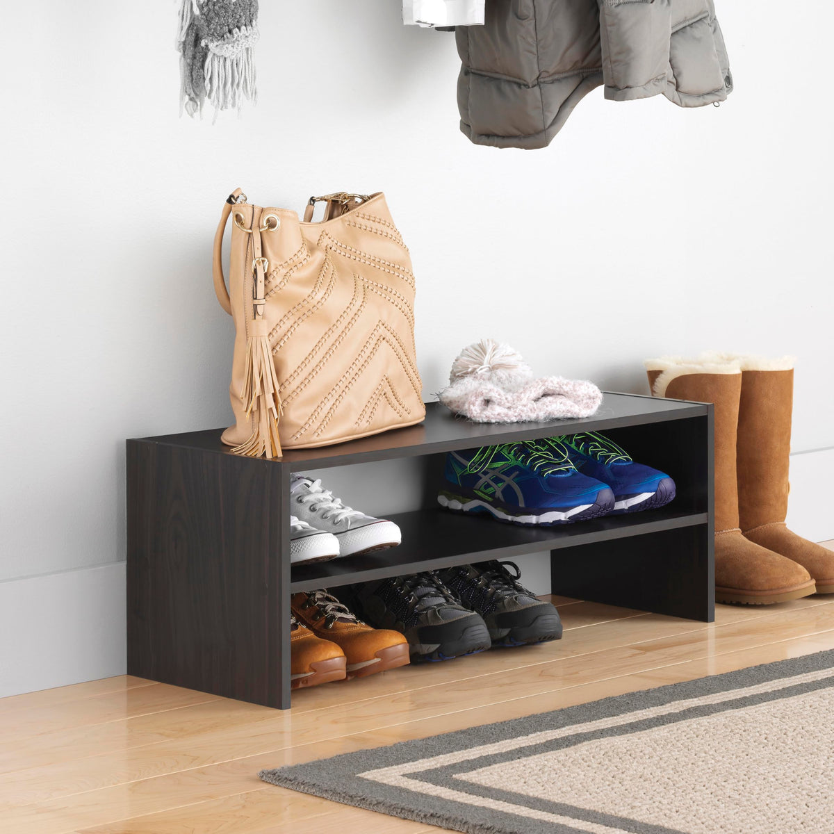 Whitmor Stackable 31" Extra Wide 2-Shelf Storage Organizer, White