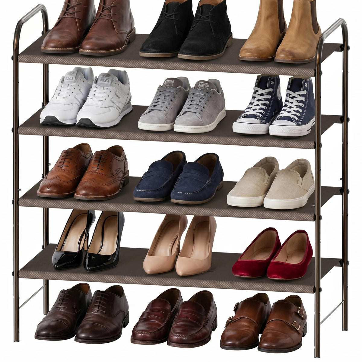Simple Houseware 4-Tier Shoe Rack Storage Organizer, 12-20 Pair, Bronze