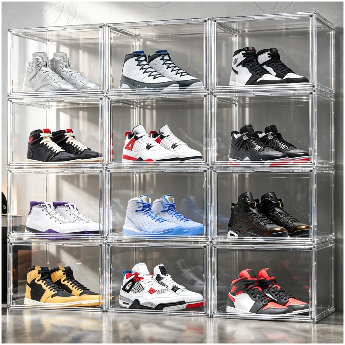 Heavy Duty Acrylic-Look Shoe Box, Size 14, Stack Everyday Footwear Storage