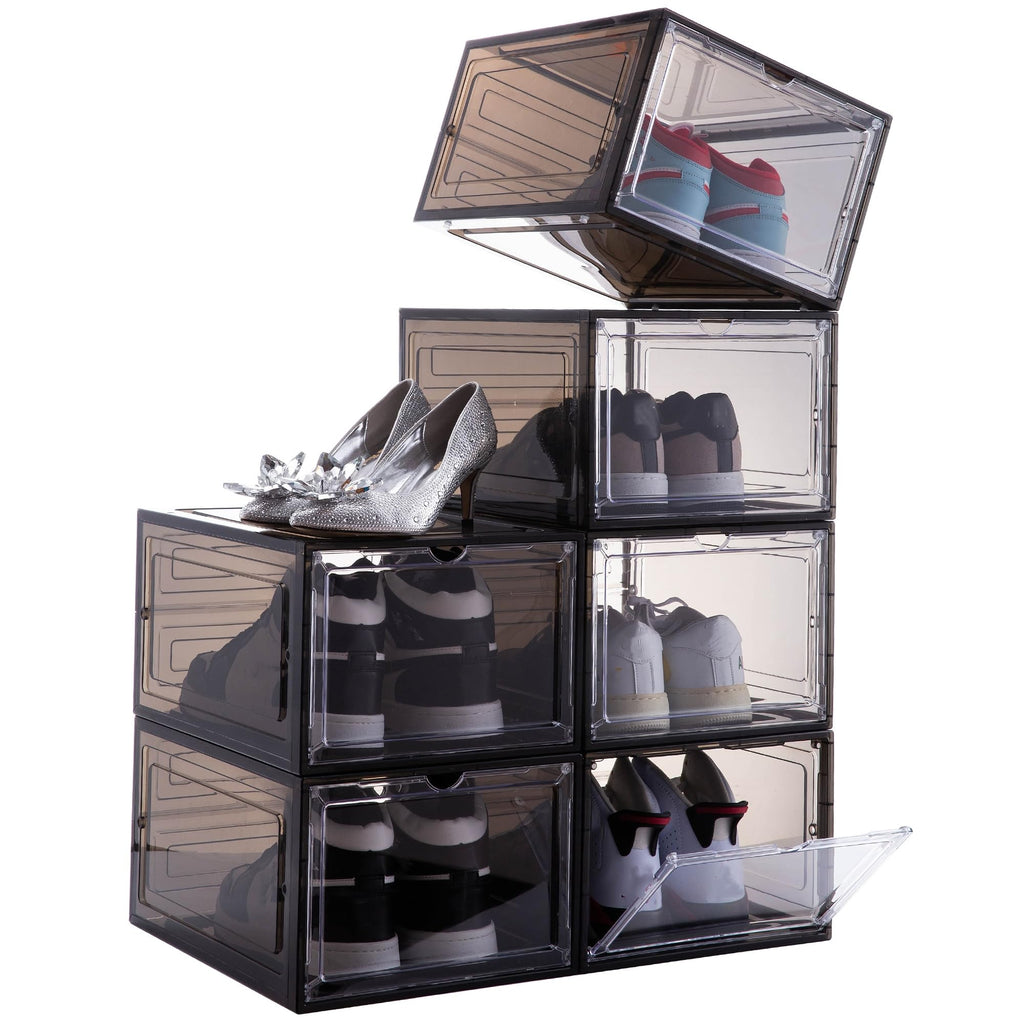 Attelite Shoe Storage Boxes Stackable Clear Shoe Organizer Cabinet,6 Pack