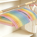 14 Pack Curved No Shoulder Bump Hangers, Multi‑Color Metal Hangers with Non‑Slip Plastic Coating, Heavy Duty Space Saving Coat Hangers for Shirts, Suits & Sweaters