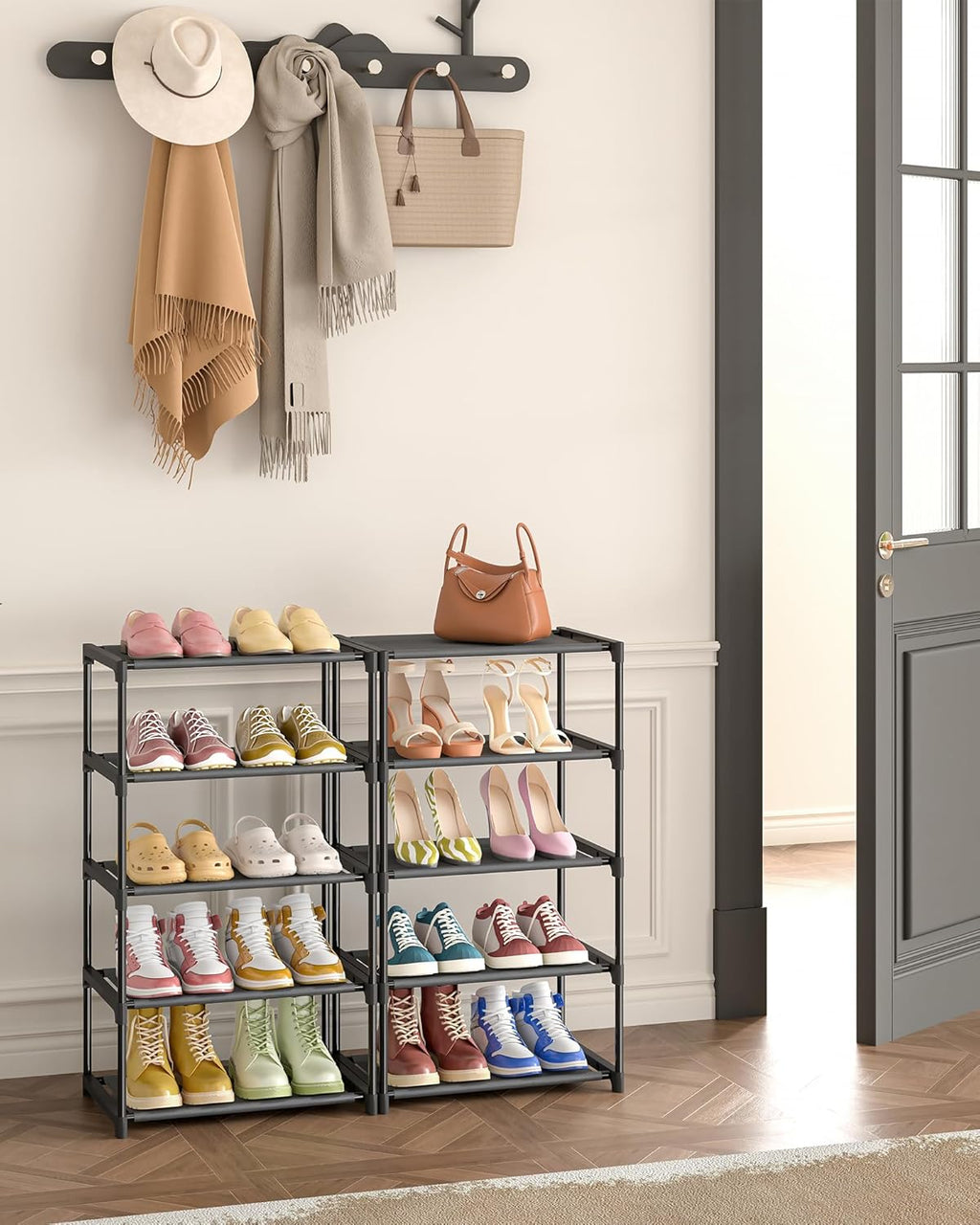 Autonomier 5-Tier Extra Small Shoe Rack (16.3" Wide), Narrow Space-Saving