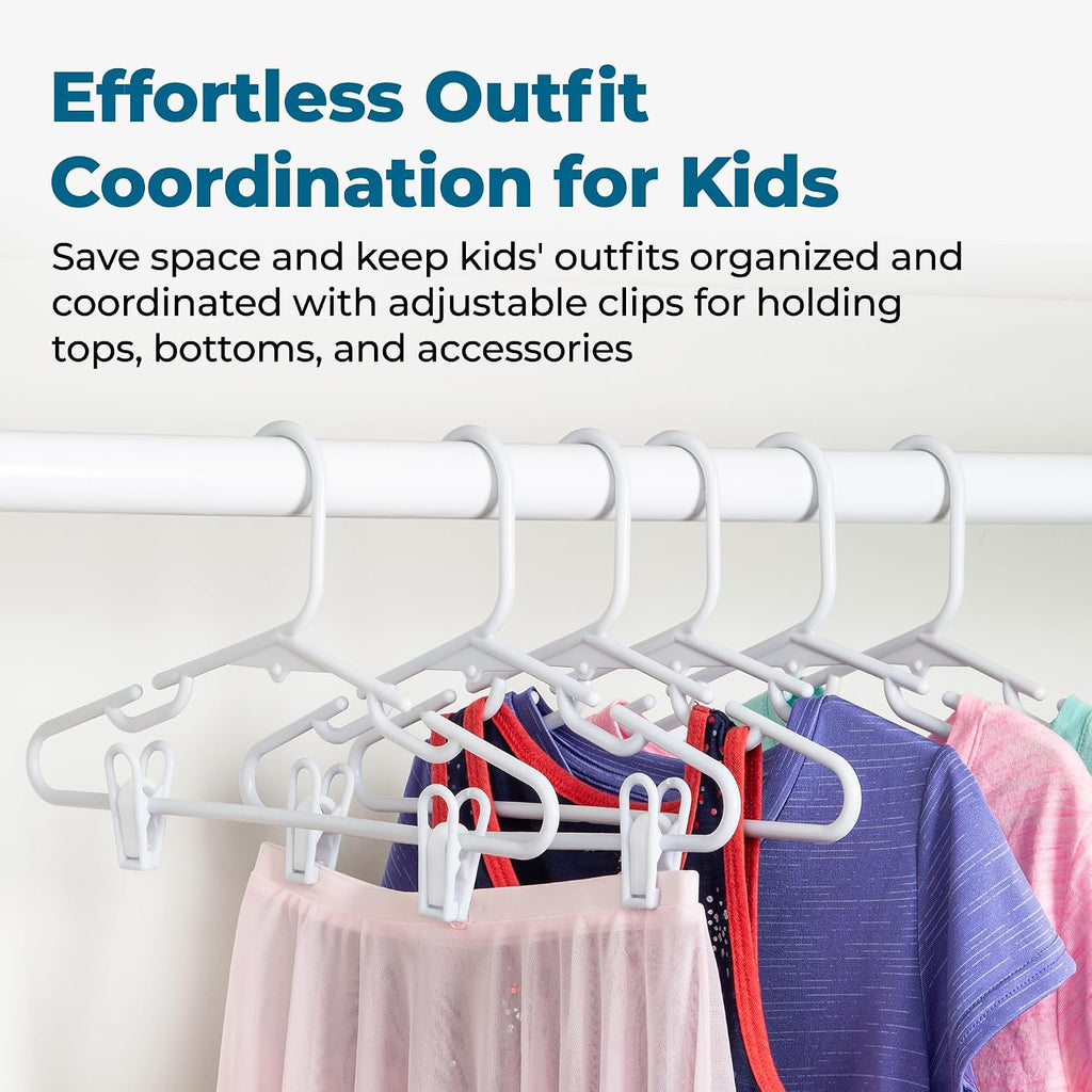 Honey-Can-Do Kids Clothes Hanger, Baby Clothes Hangers with Clips, Removable Clips are Designed to Keep Bottoms and Tops Perfectly Paired, Making it Easier to Organize and Store Outfits, 18 Pack