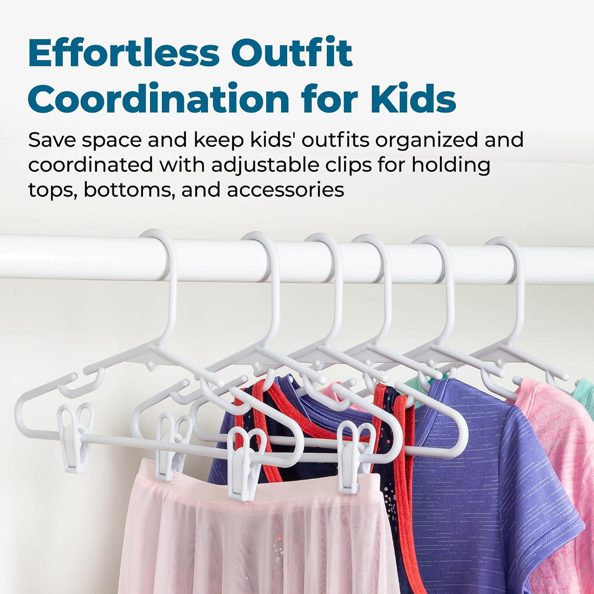 Honey-Can-Do Kids Clothes Hanger, Baby Clothes Hangers with Clips, Removable Clips are Designed to Keep Bottoms and Tops Perfectly Paired, Making it Easier to Organize and Store Outfits, 18 Pack