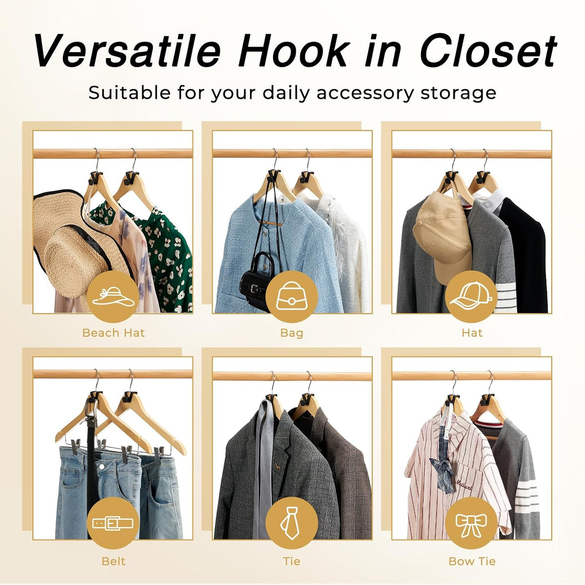 HOUSE DAY Space Saving Hanger Hooks 60 Pack, Clothes Hanger Connector Hooks