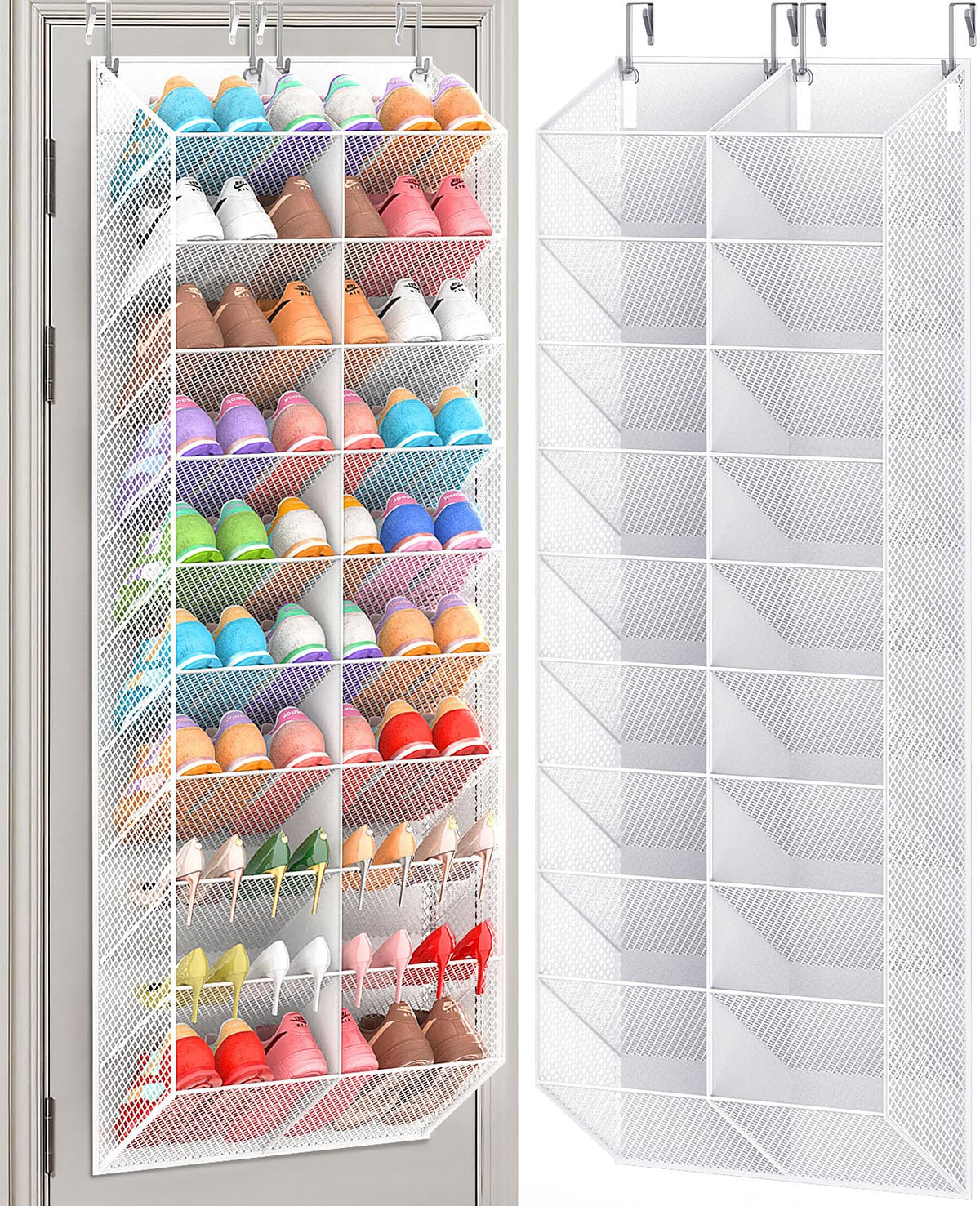 UVIAHOMI Over the Door Shoe Organizer for 20-30 Pairs, 10-Tier, Black
