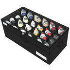 LUVHOMEE Shoe Organizer for Closet, Fits 16 Pairs, Large Shoe Box Storage Containers, Clear Foldable Shoe Storage Bins w/Bottom Support, Space Saving Shoes Holder w/Reinforced Handles, Gray