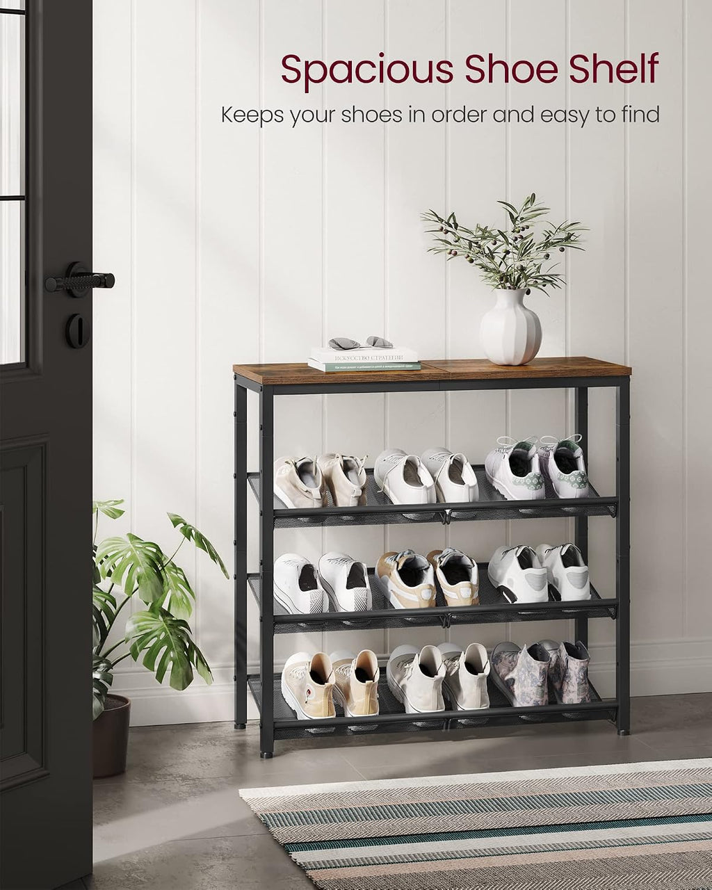 VASAGLE 4-Tier Shoe Rack, Adjustable, Freestanding