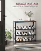 VASAGLE 4-Tier Shoe Rack, Adjustable, Freestanding