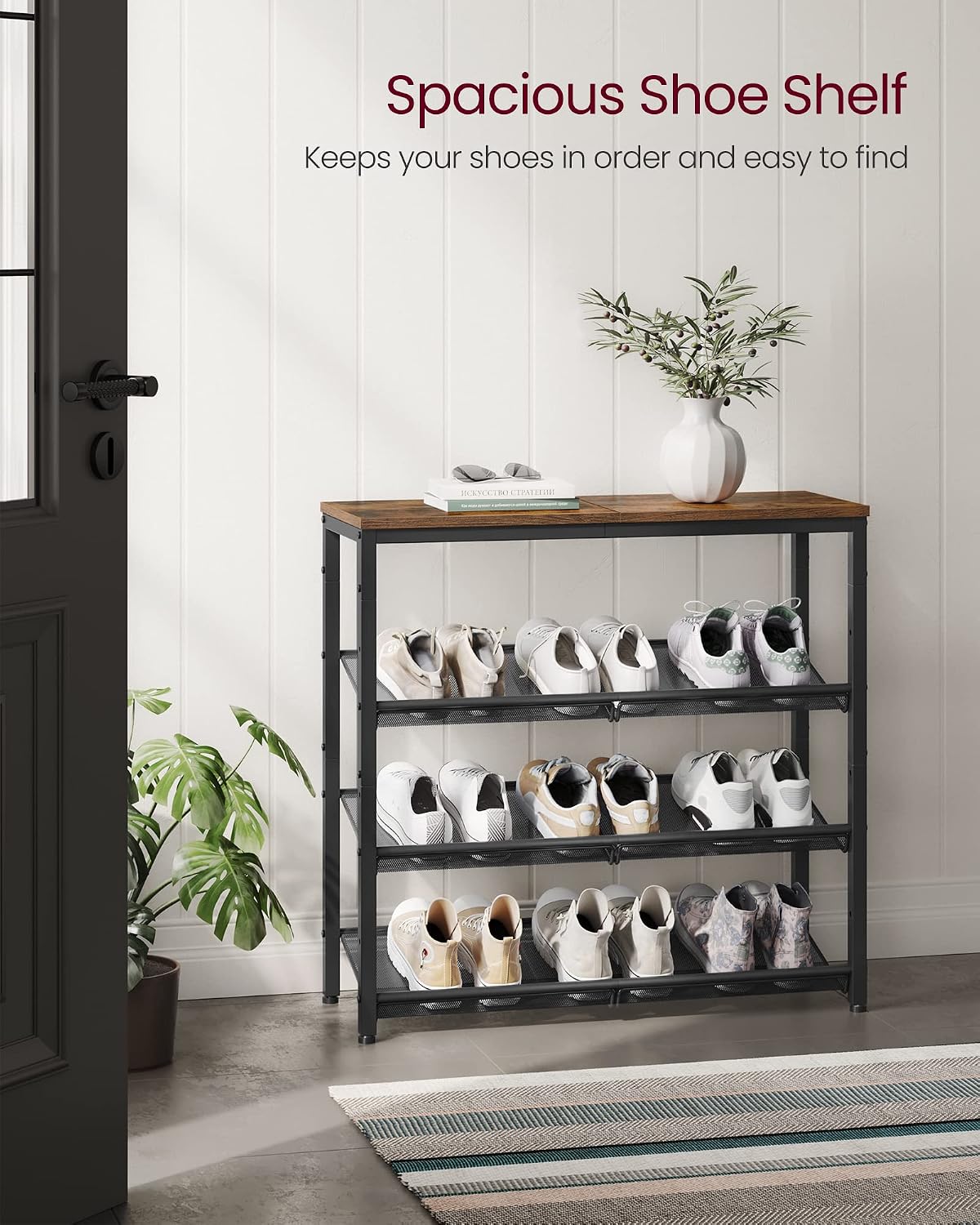 VASAGLE 4-Tier Shoe Rack, Adjustable, Freestanding
