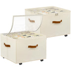 Foyego 2 Pack Shoe Organizer for Closet, Shoe Storage with Wheels, Beige