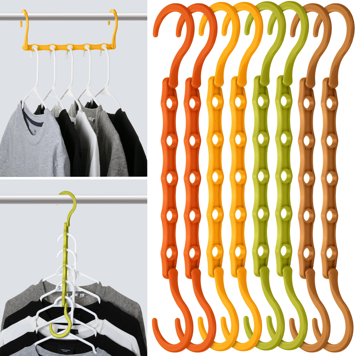 Mr. Pen- Space Saving Hangers, 8 pcs, 360° Rotating Hooks