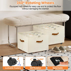 Foyego 2 Pack Shoe Organizer for Closet, Shoe Storage with Wheels, Beige