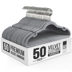 Our Modern Space 100 Pack Velvet Hanger for Shirt Pants Dresses Skirts Suits Jackets - Slim Space Saving Design - Standard Coat Hanger - Sturdy & Durable Design with Shoulder Grooves Hook