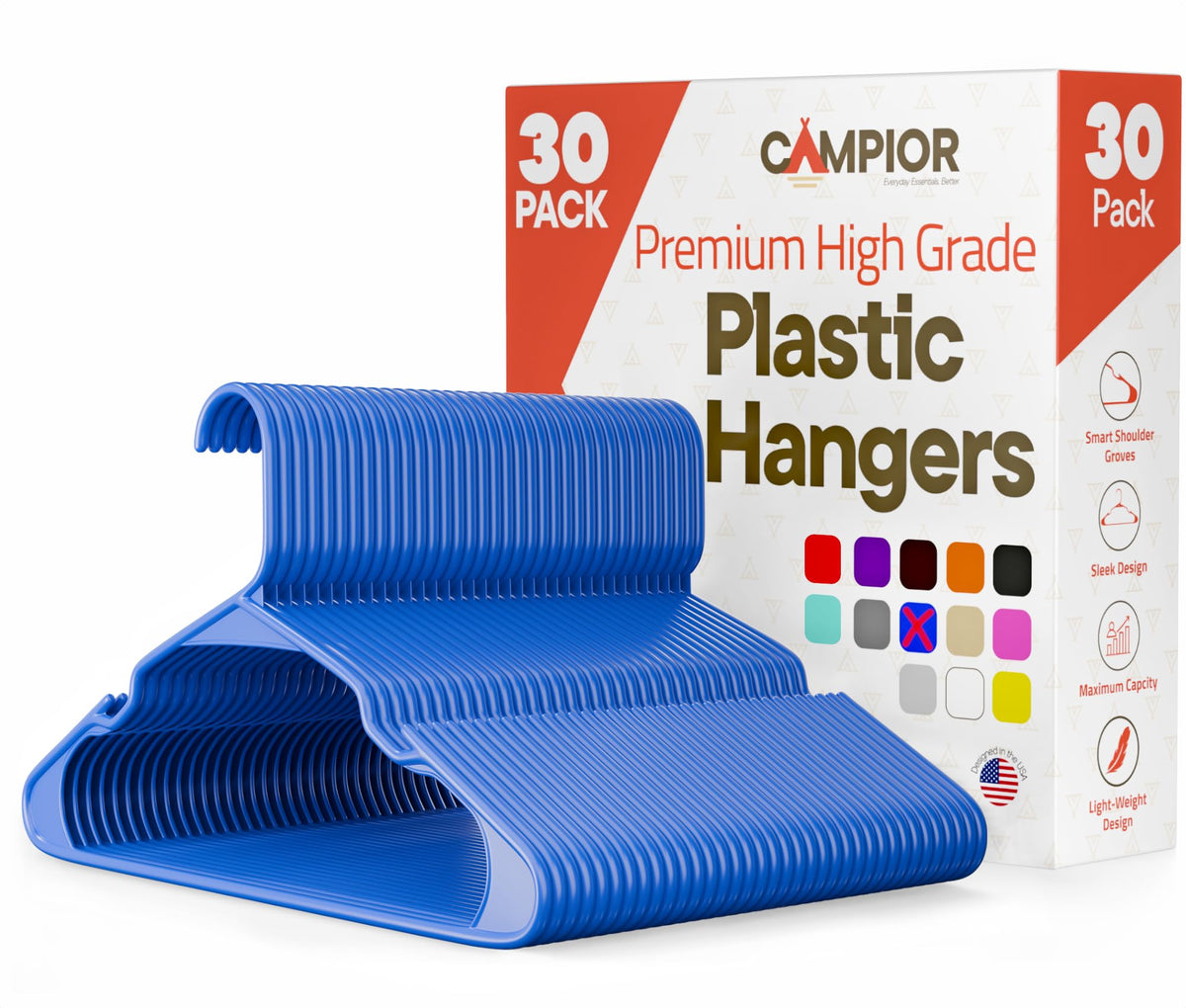 Pink Plastic Hangers 30 Pack– Heavy-Duty Plastic Hangers Slim and Space-Saving, Durable and Lightweight PP with Non-Slip Shoulder Notches for Slip Dresses, Suits, Jackets & Camisoles