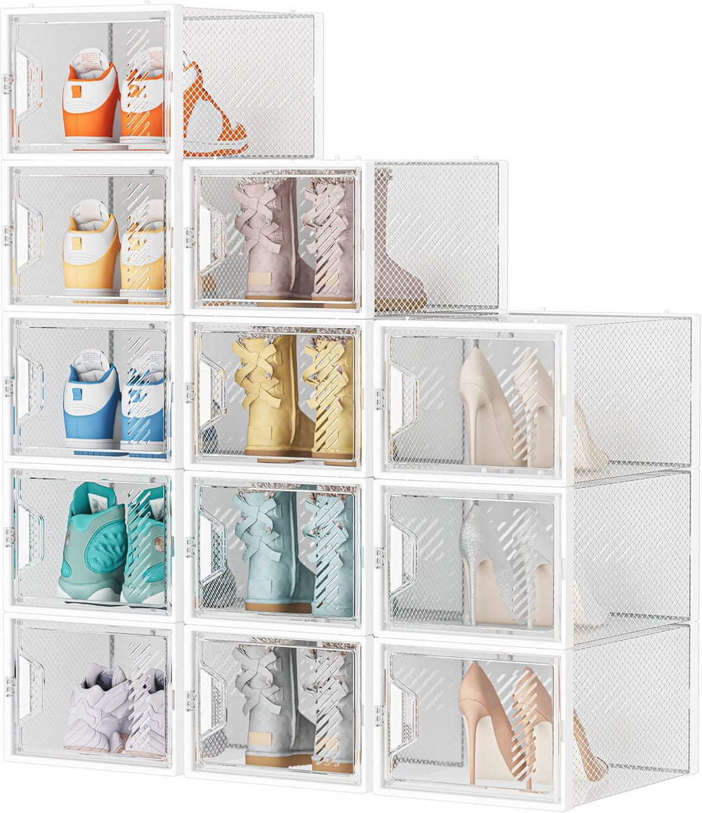 SIMPDIY XL Clear Shoe Storage Boxes, Stackable Shoe Organizer for Closet