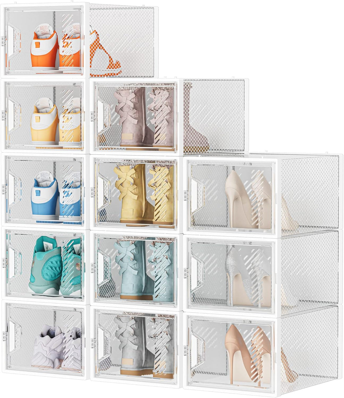 SIMPDIY XL Clear Shoe Storage Boxes, Stackable Shoe Organizer for Closet