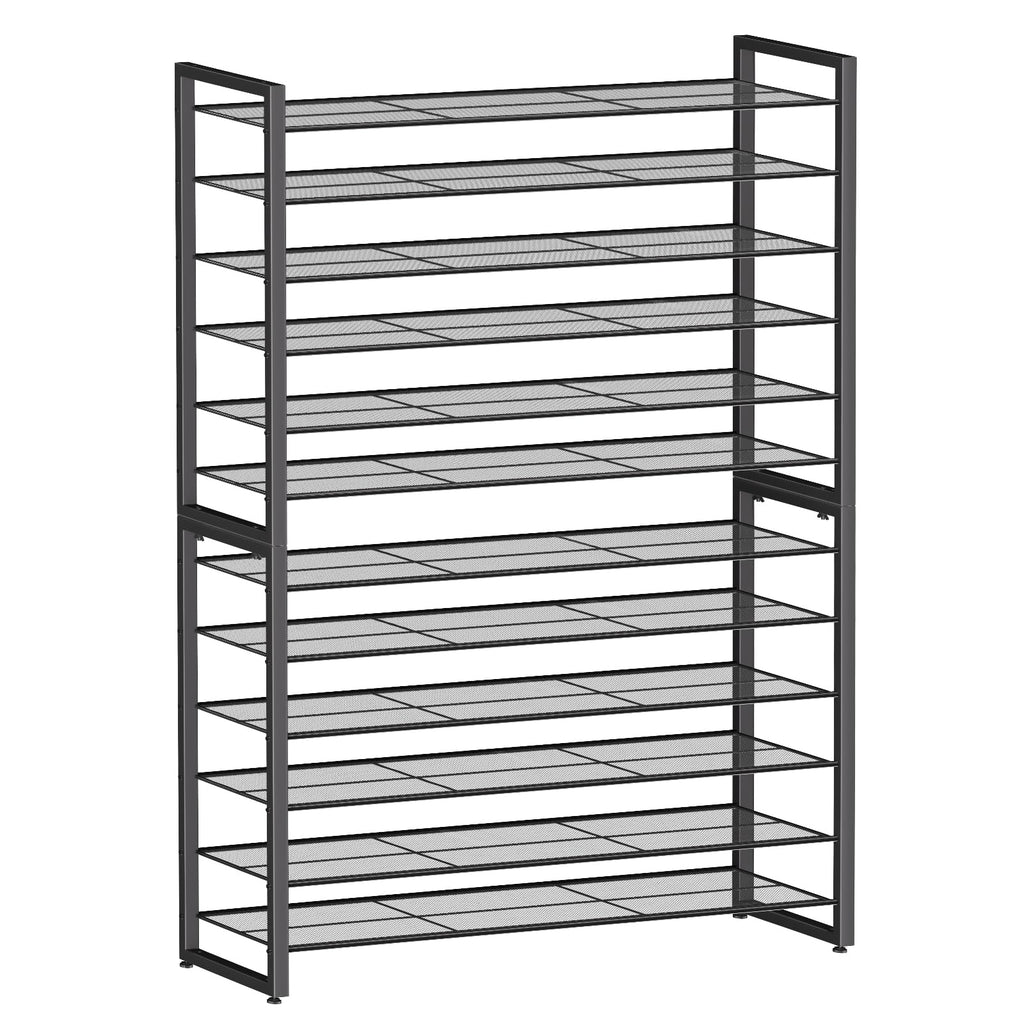 Simple Trending Tall Shoe Rack Storage Holds 40 Pairs, 10 Tier Shoe Organizer Shelf Large Capacity for Entryway Closet, Black