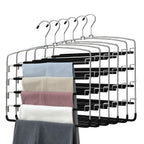 Pants Hangers 3 Pieces,5 Tier Closet Organizers and Storage Clothes Hanger,Hangers Space Saving with Swing Arm,Multiple Metal Hanger Clothes Organization for Pants Trousers Jeans Leggings Slacks