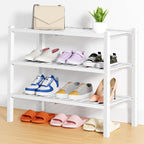 Smiry Bamboo Shoe Rack, 12 Vertical Slats, 3 Tier - 26.8" Wide, Natural
