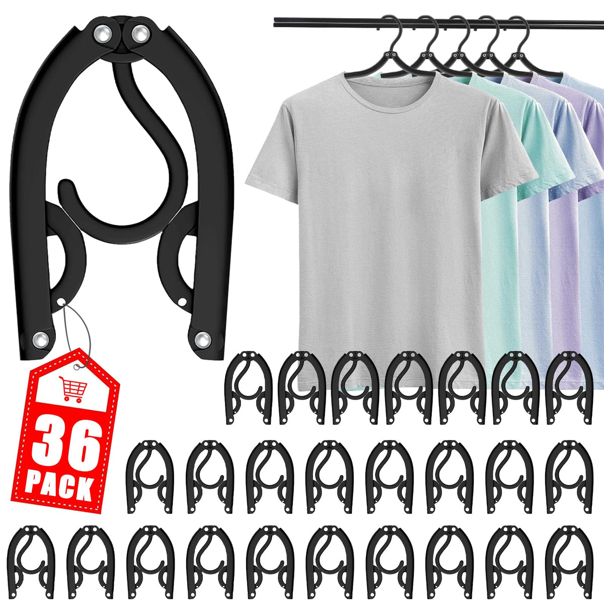 12 PCS Travel Hangers - Cruise Ship Essentials Portable Folding Clothes Hangers Travel Essentials Foldable Clothes Drying Rack for Travel (Black)