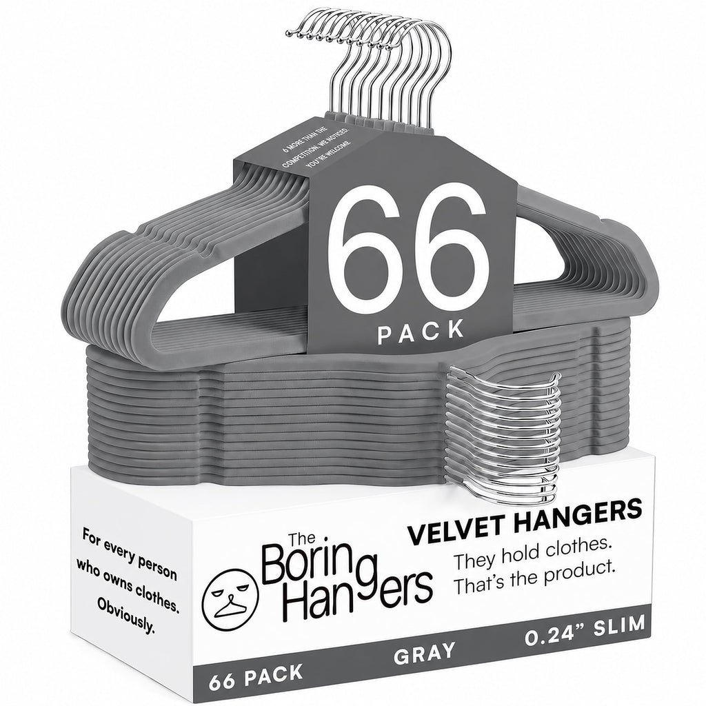 66 Pack Black Velvet Hangers Non Slip, Felt Hangers