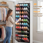UVIAHOMI Over the Door Shoe Organizer for 20-30 Pairs, 10-Tier, Black