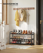 SONGMICS Expandable Shoe Rack, 3-Tier Shoe Organizer, Holds 6-12 Pairs