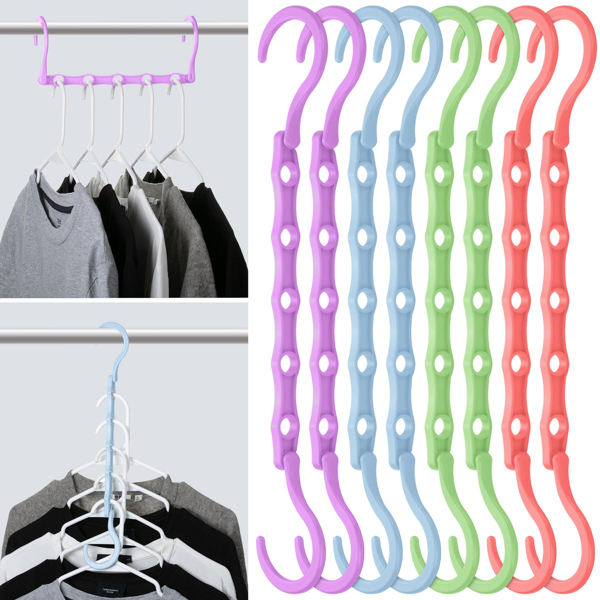 Mr. Pen- Space Saving Hangers, 8 pcs, 360° Rotating Hooks