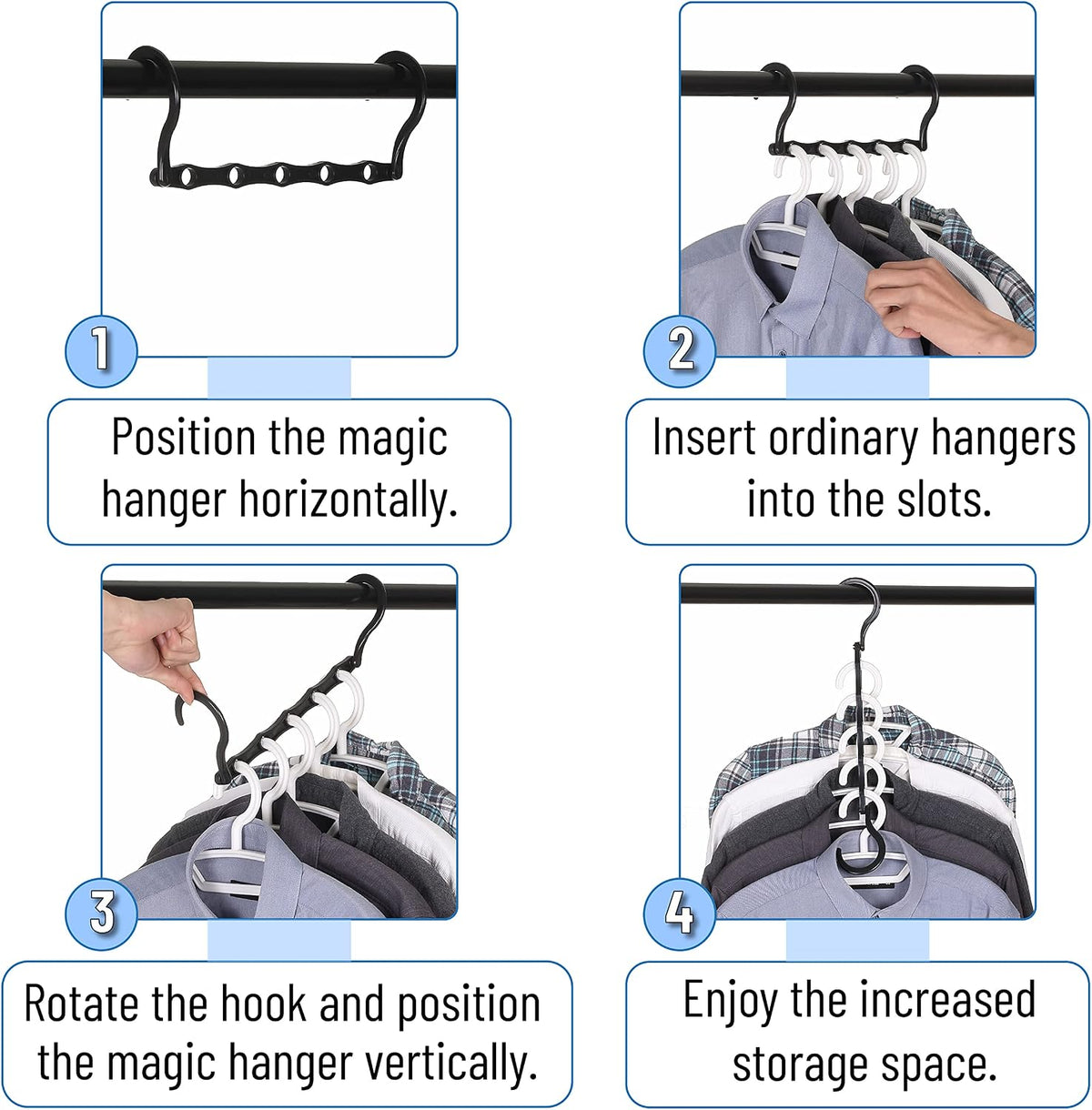 Mr. Pen- Space Saving Hangers, 8 pcs, 360° Rotating Hooks