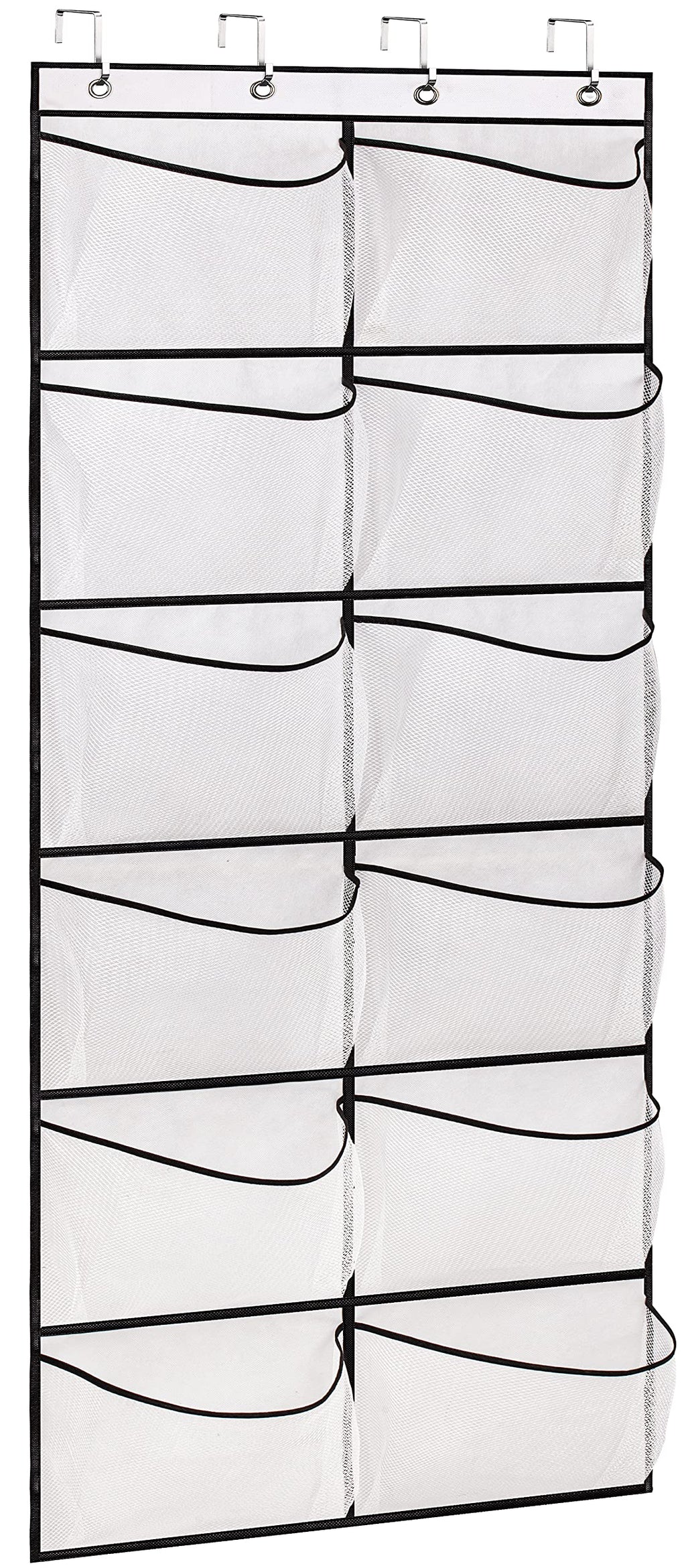 KIMBORA Over The Door Shoe Organizer 12 Large Mesh Pockets Boots Hanging Storage Shoe Rack for Closet White
