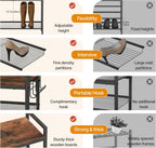 4 Tier Shoe Rack, Shoe Rack for Entryway with Hook, Shoe Organizer with Adjustable Mesh Shelves, Metal Shoe Storage, Closet, Bedroom Living Room Garage
