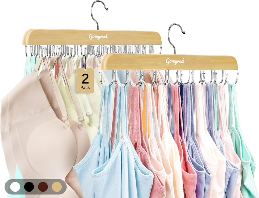 Gomyrod Tank Top Hanger, 2 Pack w/40 Hooks Bra Hanger for Closet Organizer