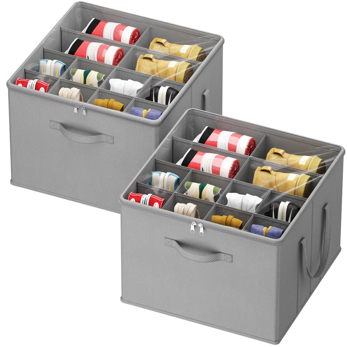 Lifewit Shoe Storage Organizer for Closet, Holder Box, 2 Pack, Gray