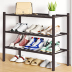 Smiry Bamboo Shoe Rack, 12 Vertical Slats, 3 Tier - 26.8" Wide, Natural